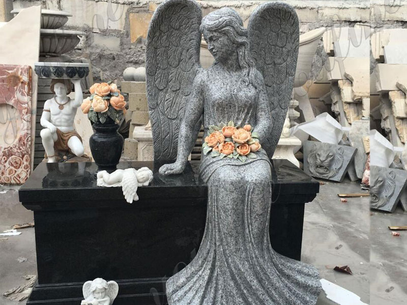 Hot-Sale-Classic-Modern-Beige-Marble-Carving-Weeping-Angel-Tombstone-sale