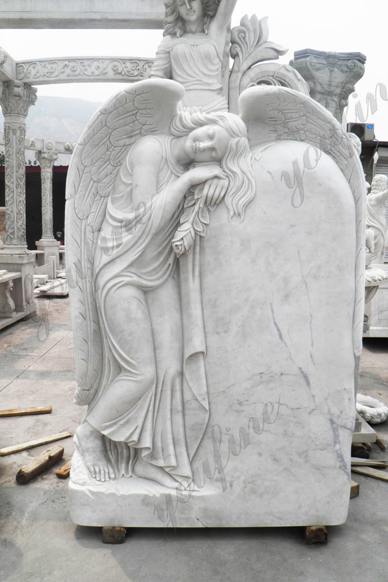 stone-angel-hold-pigeon-sittinf-on-bench-headstones-for-sale