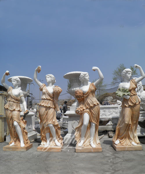 Elegant Stone Carved Luxury Home Decoration Life Size Greek Four Seasons Marble Statues