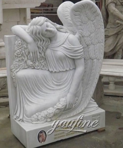 Factory price white marble angles gravestone quotes