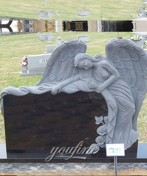 Granite stone affordable tombstone with angel for sale (2)