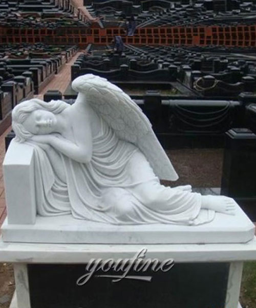 Hand Carved Modern Sleeping Angel Marble Tombstone