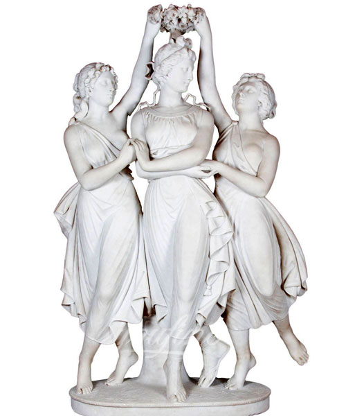 Life size nude female the three graces marble statue for decoration