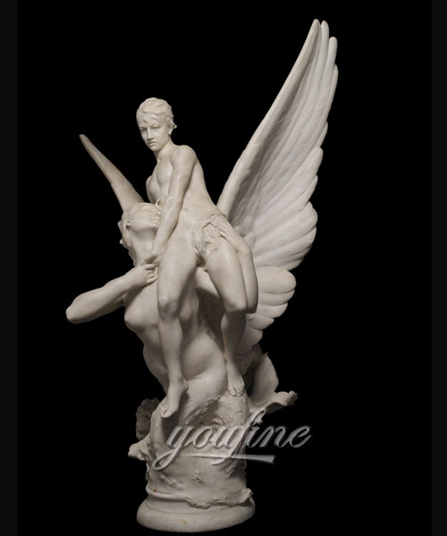 Modern Winged Siren Seizing an Adolescent angel statues for garden