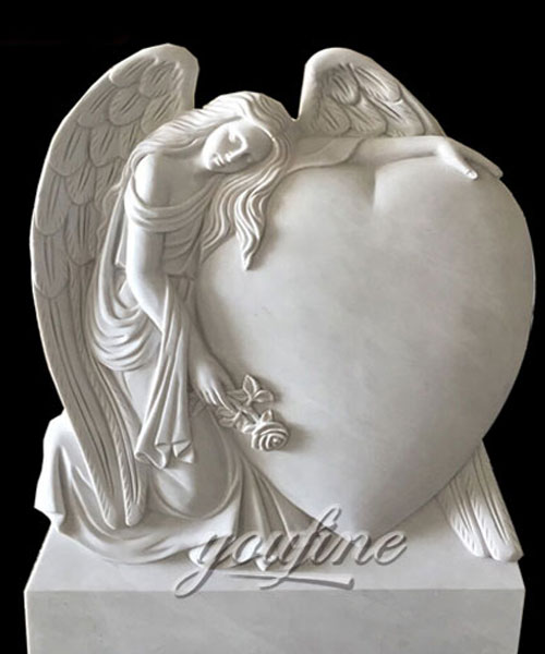 Natural Marble Angel Heart Headstone Monument Tombstone Design for sale