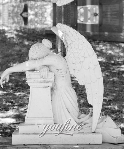 Natural Marble Hand Carved antique marble cermetery statue crying angel headstone price (2)