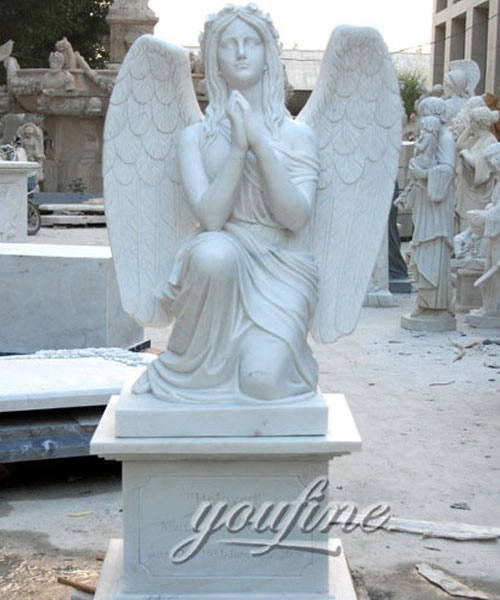 Natural marble kneeling angel praying monuments design (2)