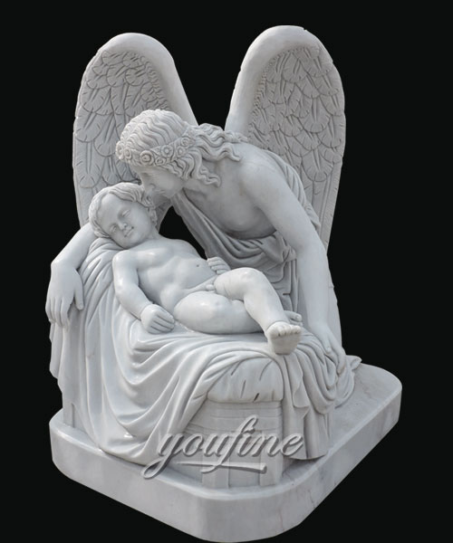 Sandstone Statue Of Mother And Baby for decor