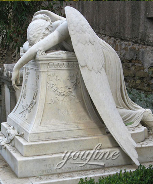 Stone crying angel tombstone with grave vase for sale (2)