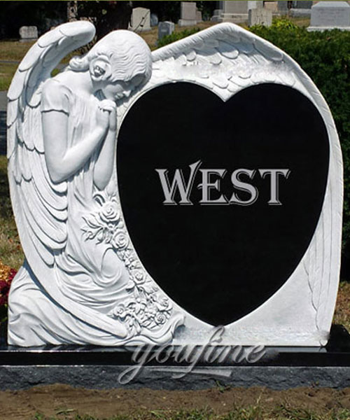 Stone praying angel with heard grave monuments maker for sale