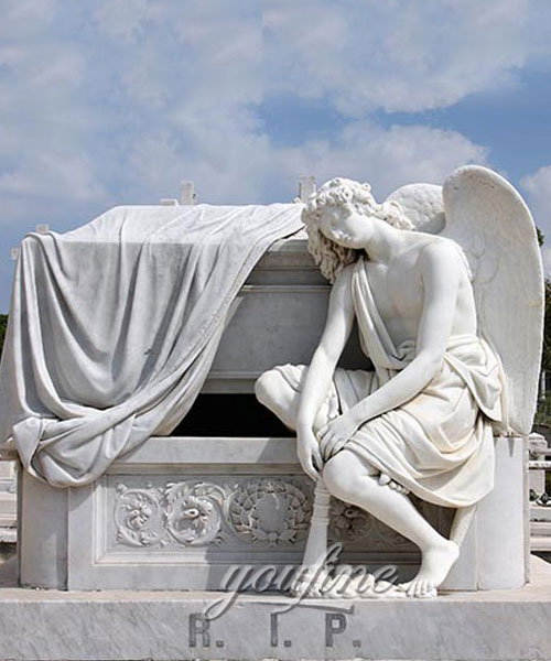 White Stone holloween fallen angel tombstone for sale