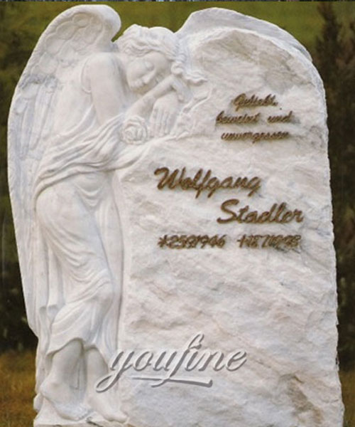 Factory supply white marble and weeping angel tombstone