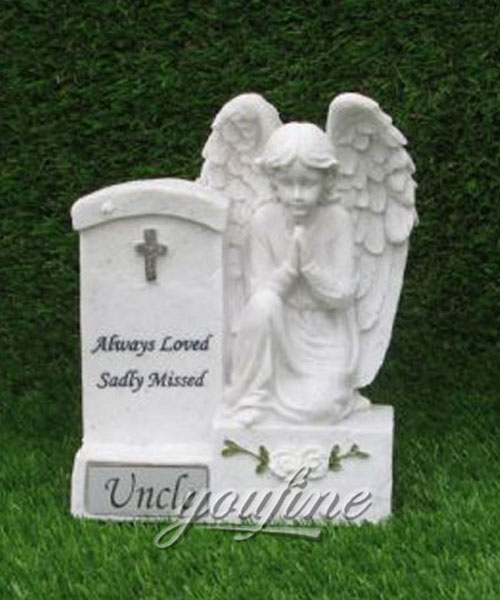 White stone preying angel grave new design