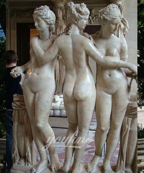 White the three graces marble statue for decor